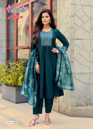 Mystic 9 Antra Vol 1 Vertican Kurti Pant Dupatta Set - Amrah Wholesale