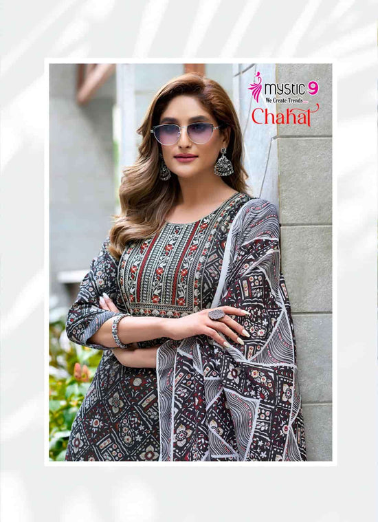 Mystic 9 Chahat Vol 1 Rayon Kurti Pant Dupatta Set