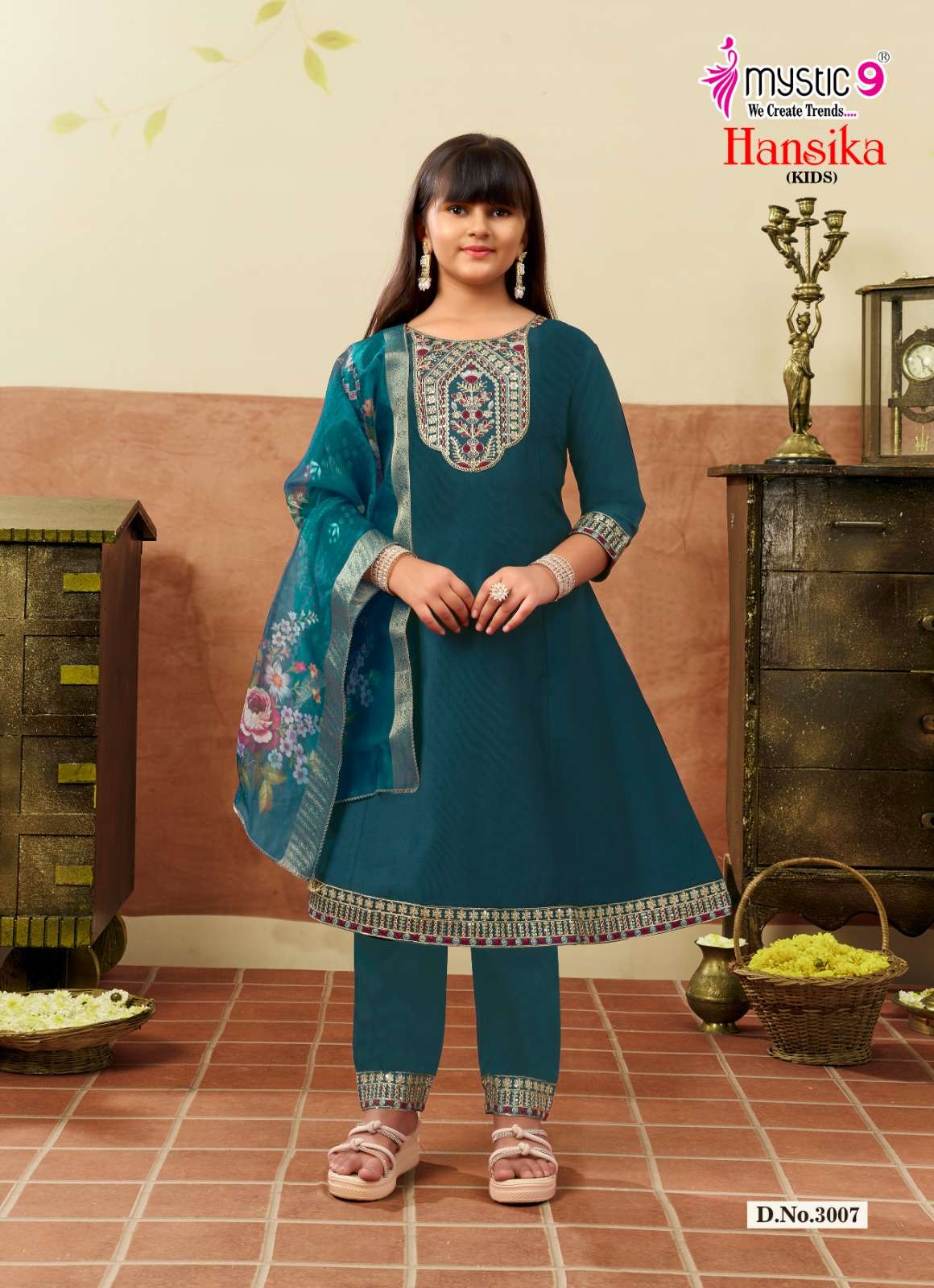 Mystic 9 Hansika Kids Vol 3 Embroidered Gadhwal Girls Ethnic Dress - Amrah Wholesale