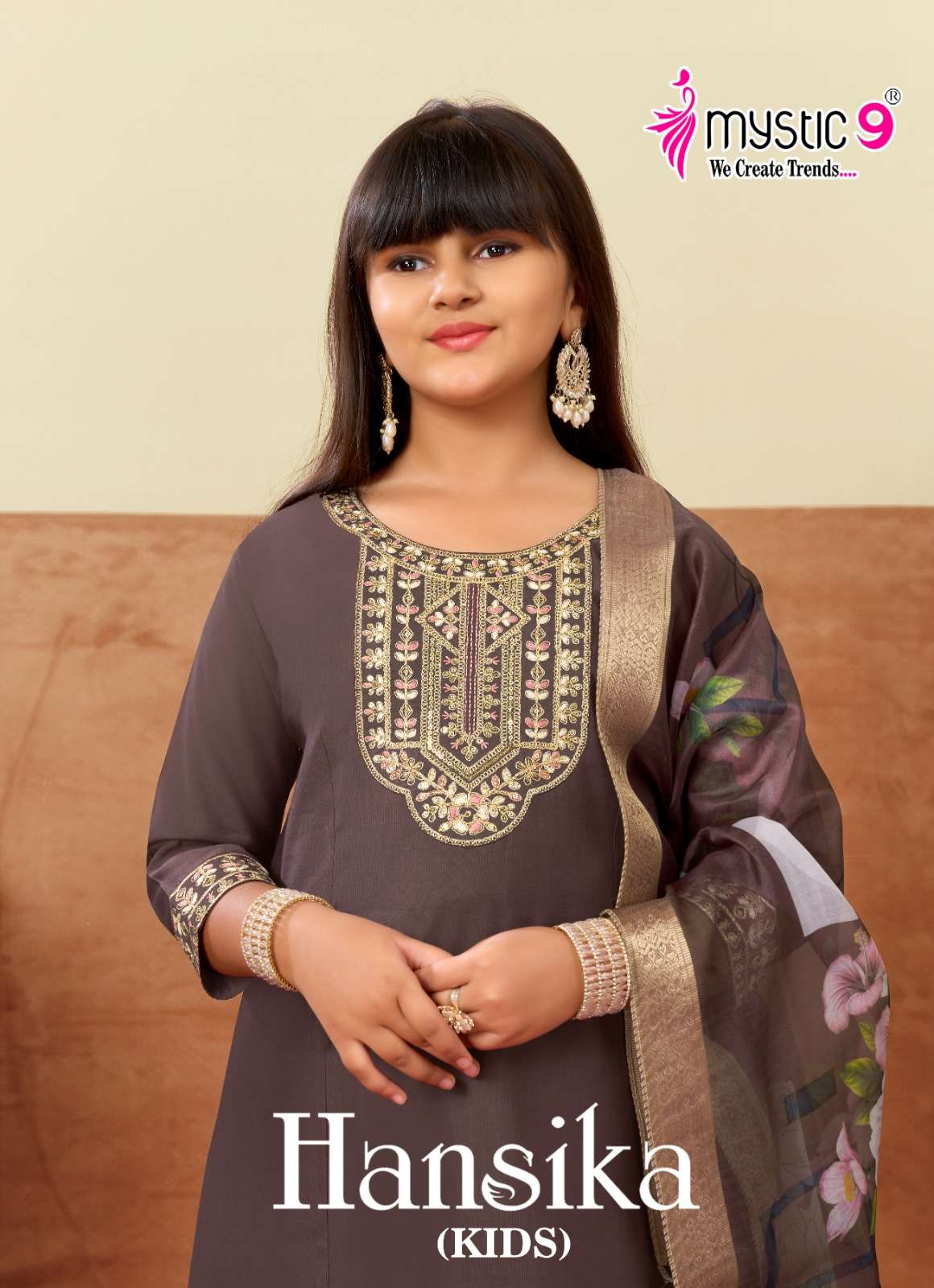 Mystic 9 Hansika Kids Vol 3 Embroidered Gadhwal Girls Ethnic Dress - Amrah Wholesale