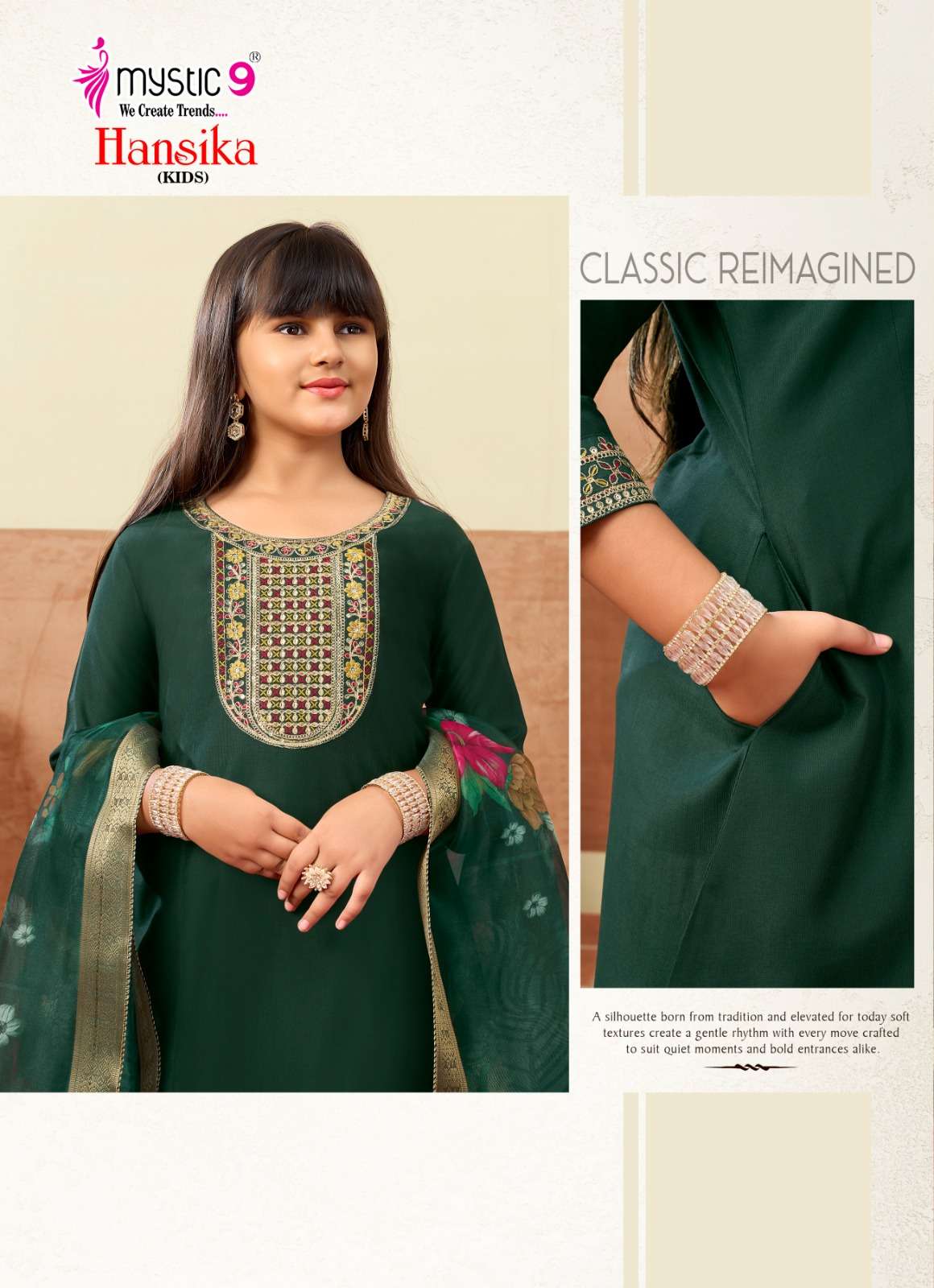 Mystic 9 Hansika Kids Vol 3 Embroidered Gadhwal Girls Ethnic Dress - Amrah Wholesale