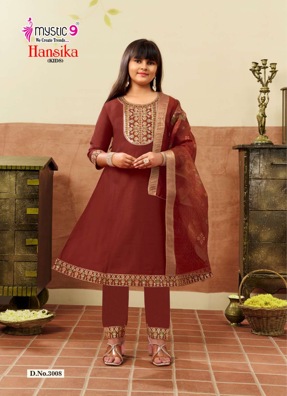 Mystic 9 Hansika Kids Vol 3 Embroidered Gadhwal Girls Ethnic Dress - Amrah Wholesale