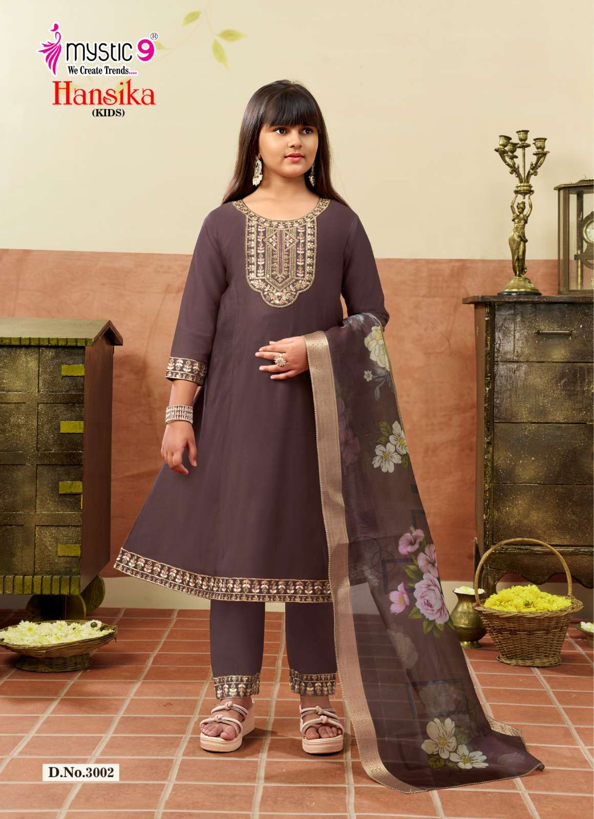 Mystic 9 Hansika Kids Vol 3 Embroidered Gadhwal Girls Ethnic Dress - Amrah Wholesale