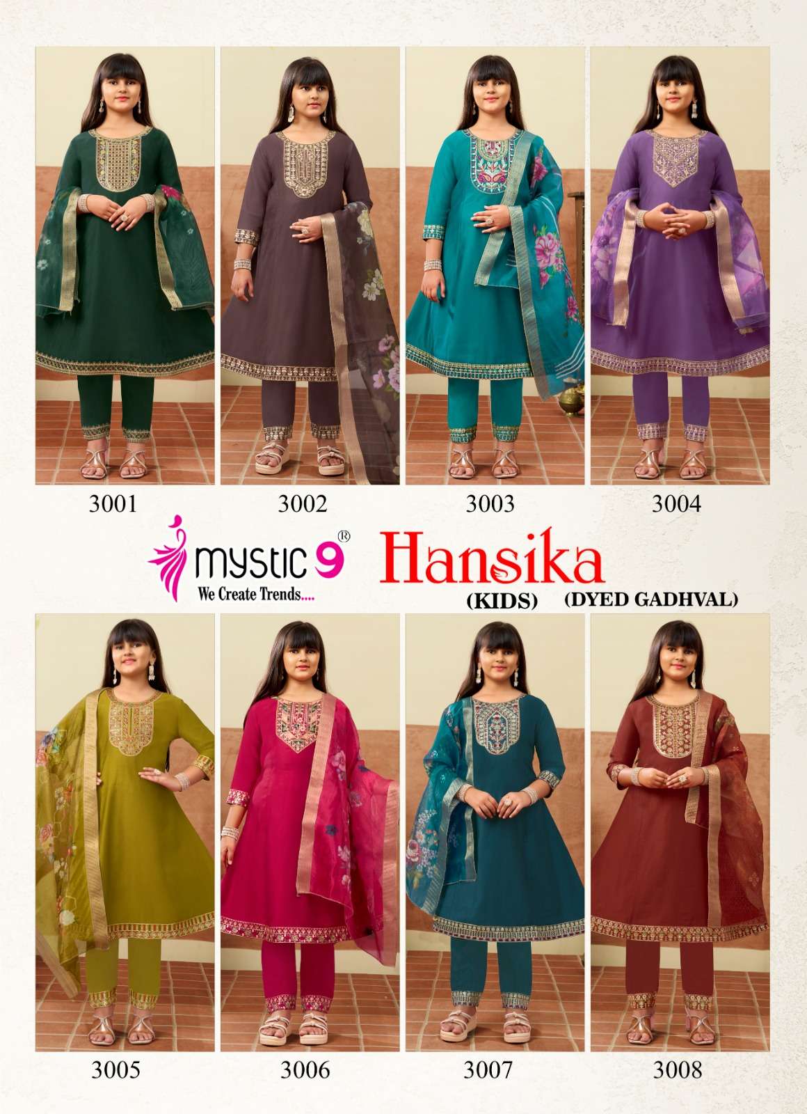 Mystic 9 Hansika Kids Vol 3 Embroidered Gadhwal Girls Ethnic Dress - Amrah Wholesale