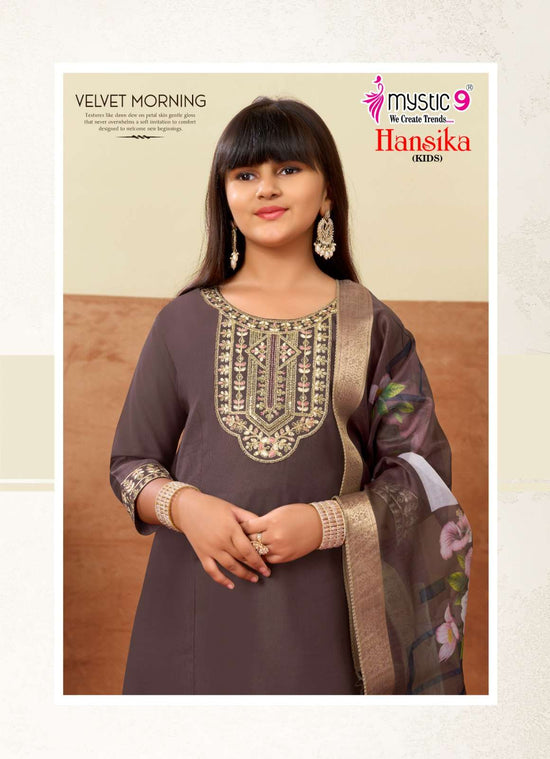 Mystic 9 Hansika Kids Vol 3 Embroidered Gadhwal Girls Ethnic Dress - Amrah Wholesale