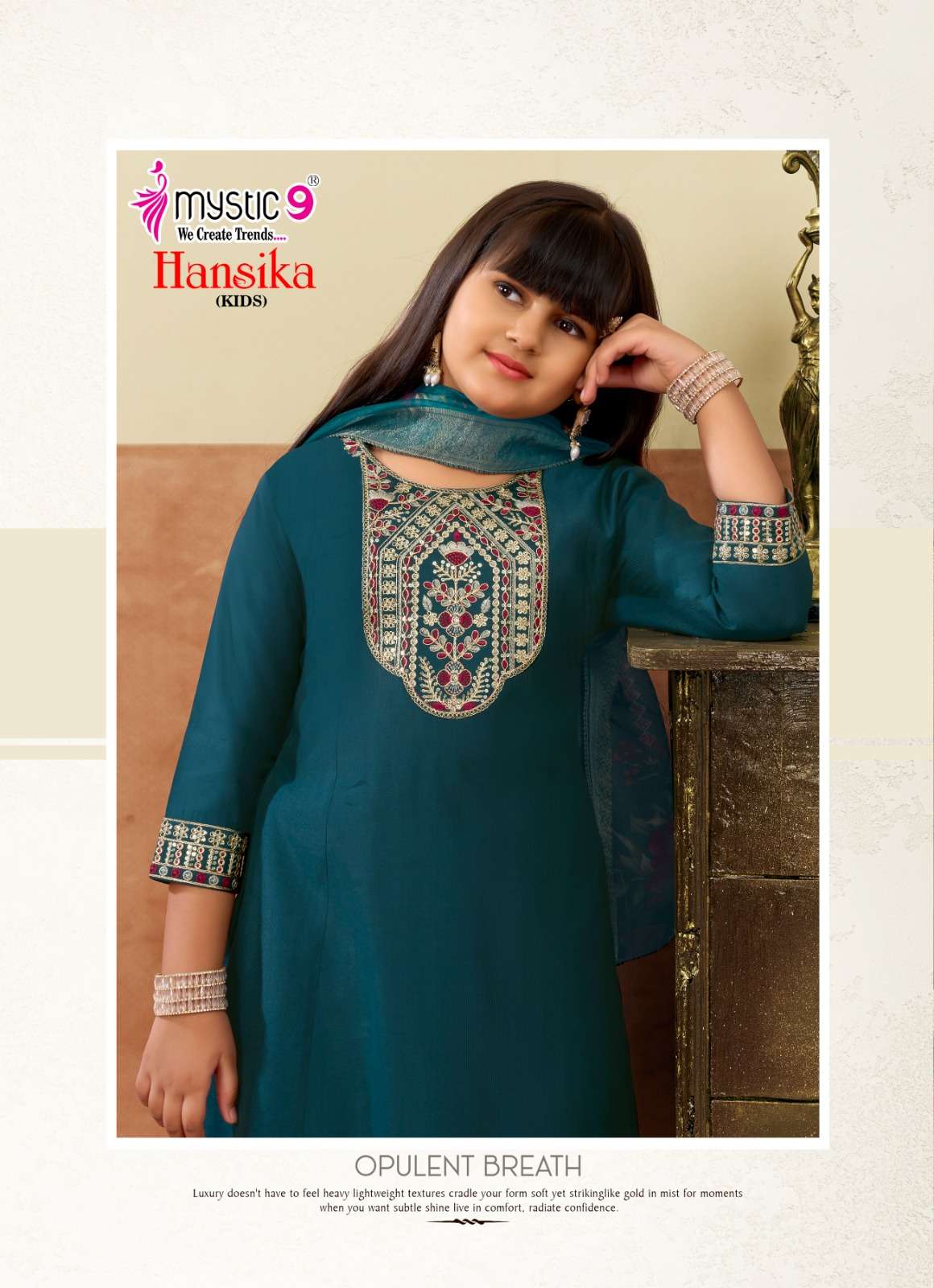 Mystic 9 Hansika Kids Vol 3 Embroidered Gadhwal Girls Ethnic Dress - Amrah Wholesale