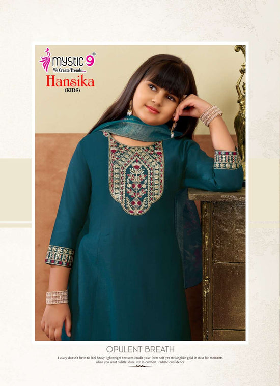 Mystic 9 Hansika Kids Vol 3 Embroidered Gadhwal Girls Ethnic Dress - Amrah Wholesale