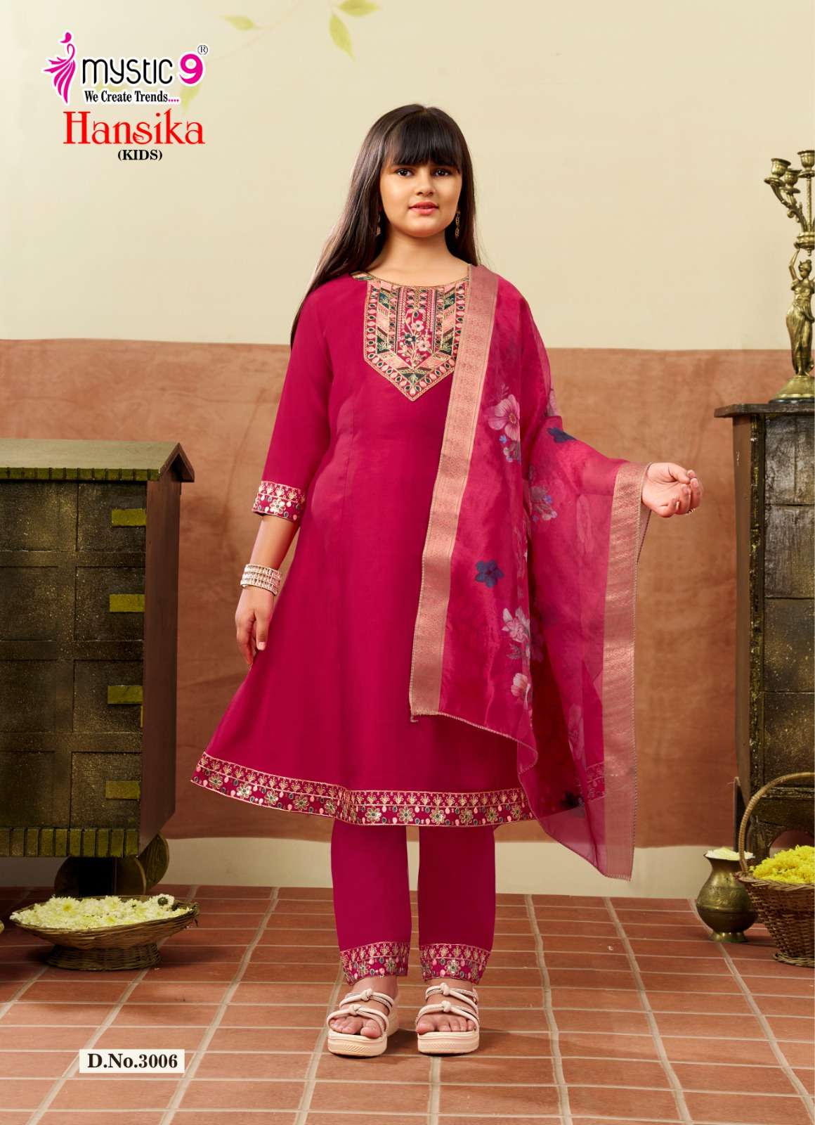 Mystic 9 Hansika Kids Vol 3 Embroidered Gadhwal Girls Ethnic Dress - Amrah Wholesale
