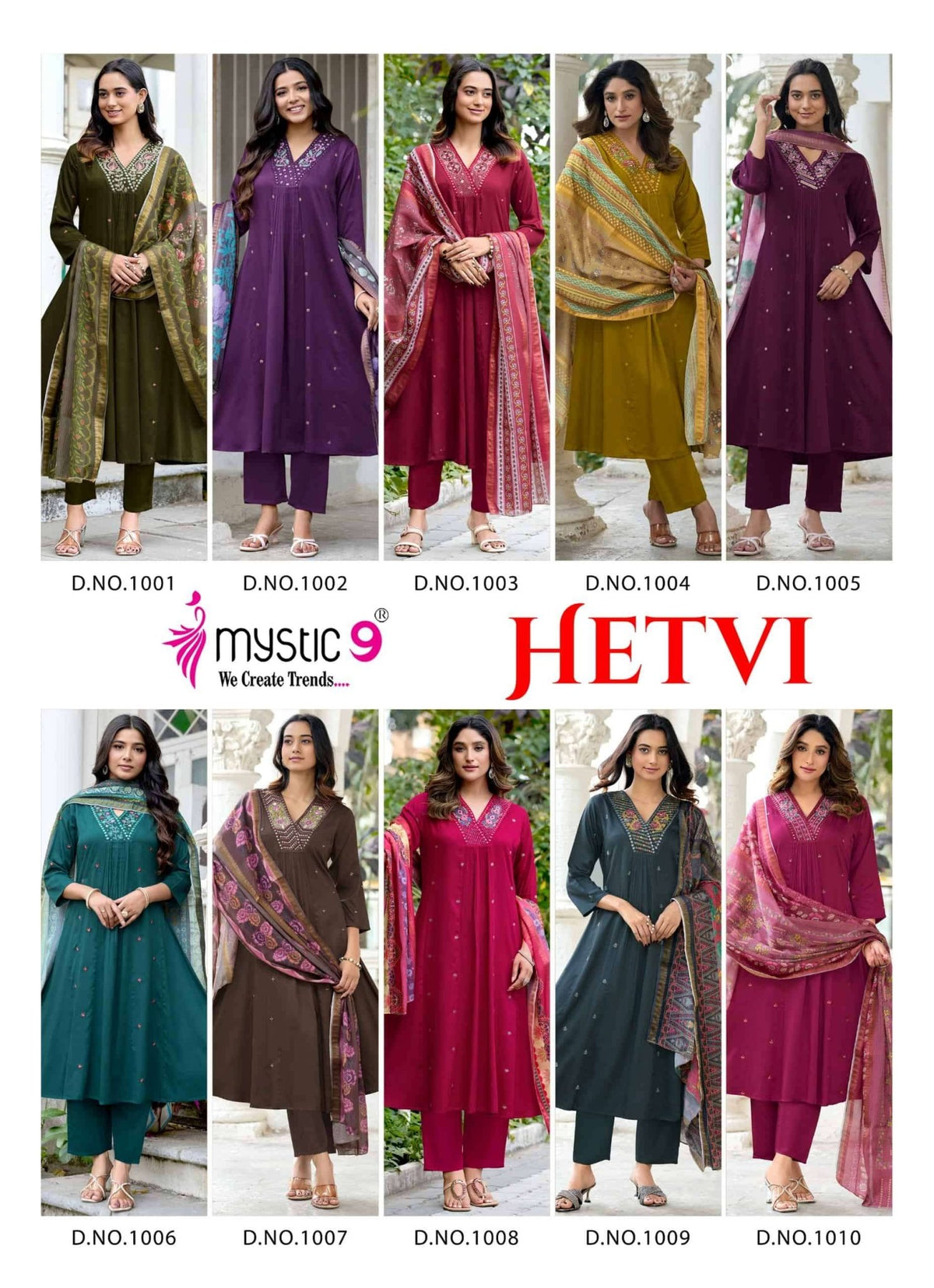 Mystic 9 Hetvi Vol 1 Gajji Silk Kurti Pant Dupatta Set - Amrah Wholesale