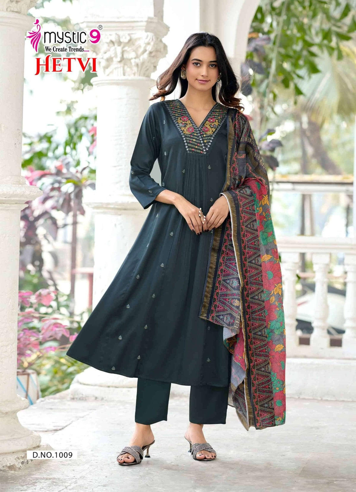 Mystic 9 Hetvi Vol 1 Gajji Silk Kurti Pant Dupatta Set - Amrah Wholesale