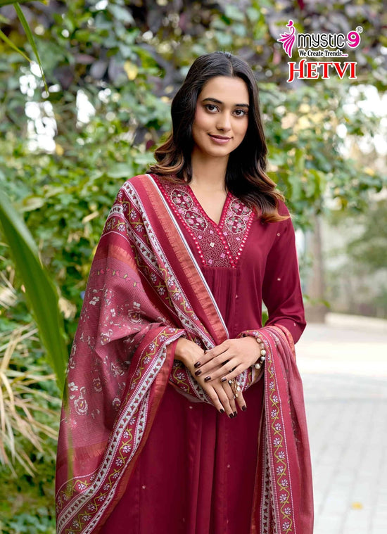 Mystic 9 Hetvi Vol 1 Gajji Silk Kurti Pant Dupatta Set - Amrah Wholesale