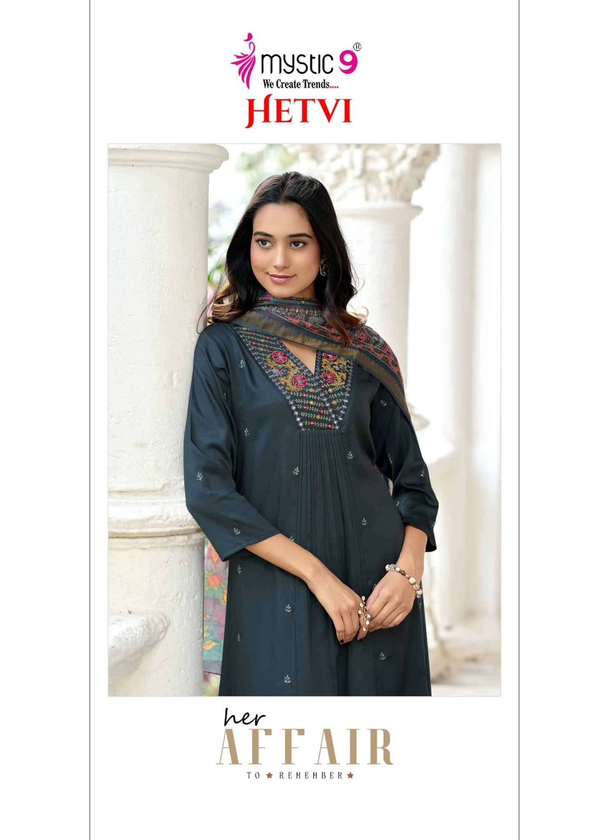 Mystic 9 Hetvi Vol 1 Gajji Silk Kurti Pant Dupatta Set - Amrah Wholesale