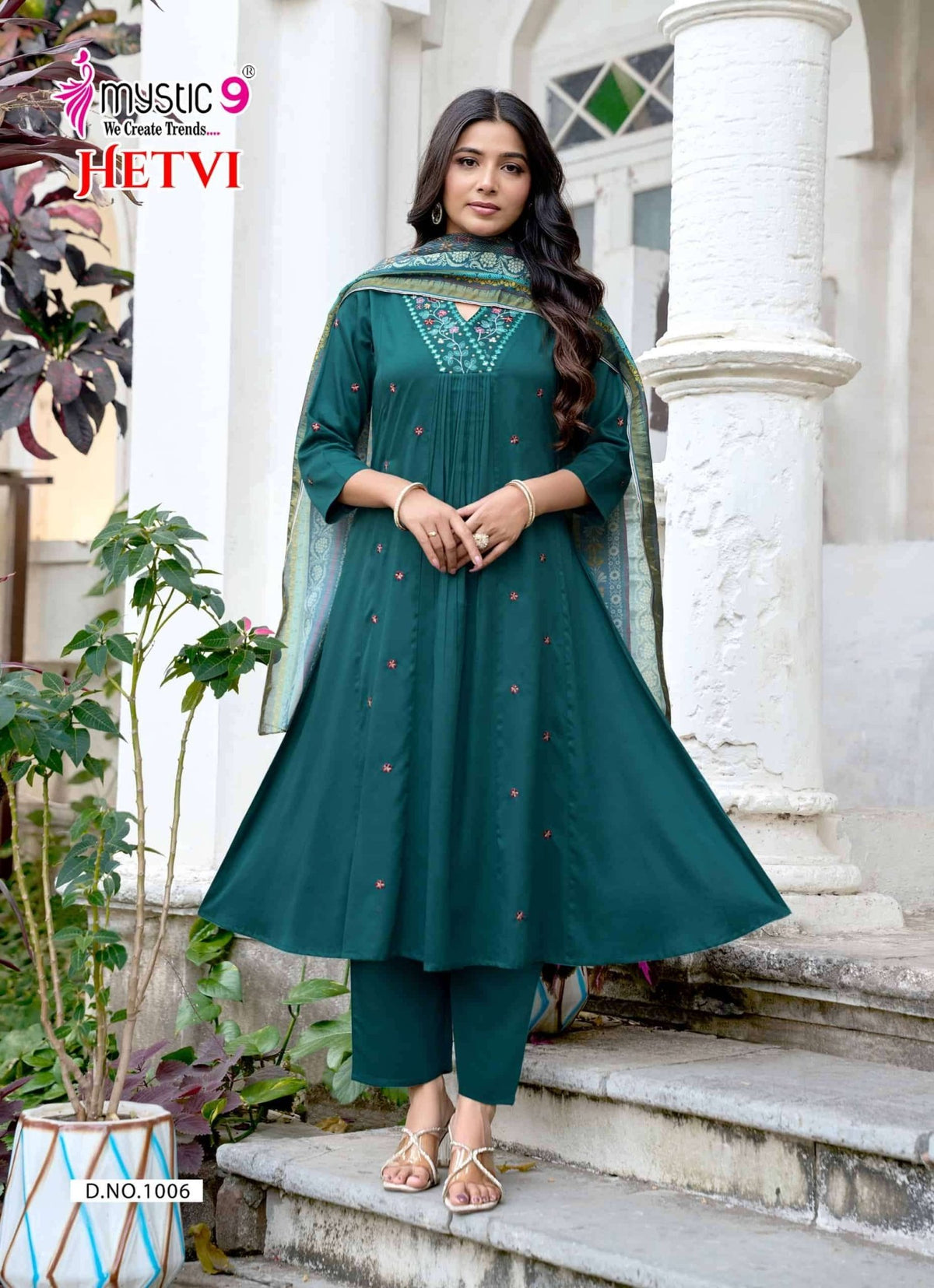 Mystic 9 Hetvi Vol 1 Gajji Silk Kurti Pant Dupatta Set - Amrah Wholesale