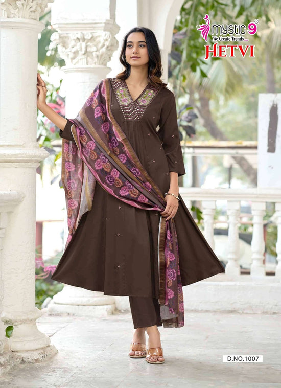 Mystic 9 Hetvi Vol 1 Gajji Silk Kurti Pant Dupatta Set - Amrah Wholesale