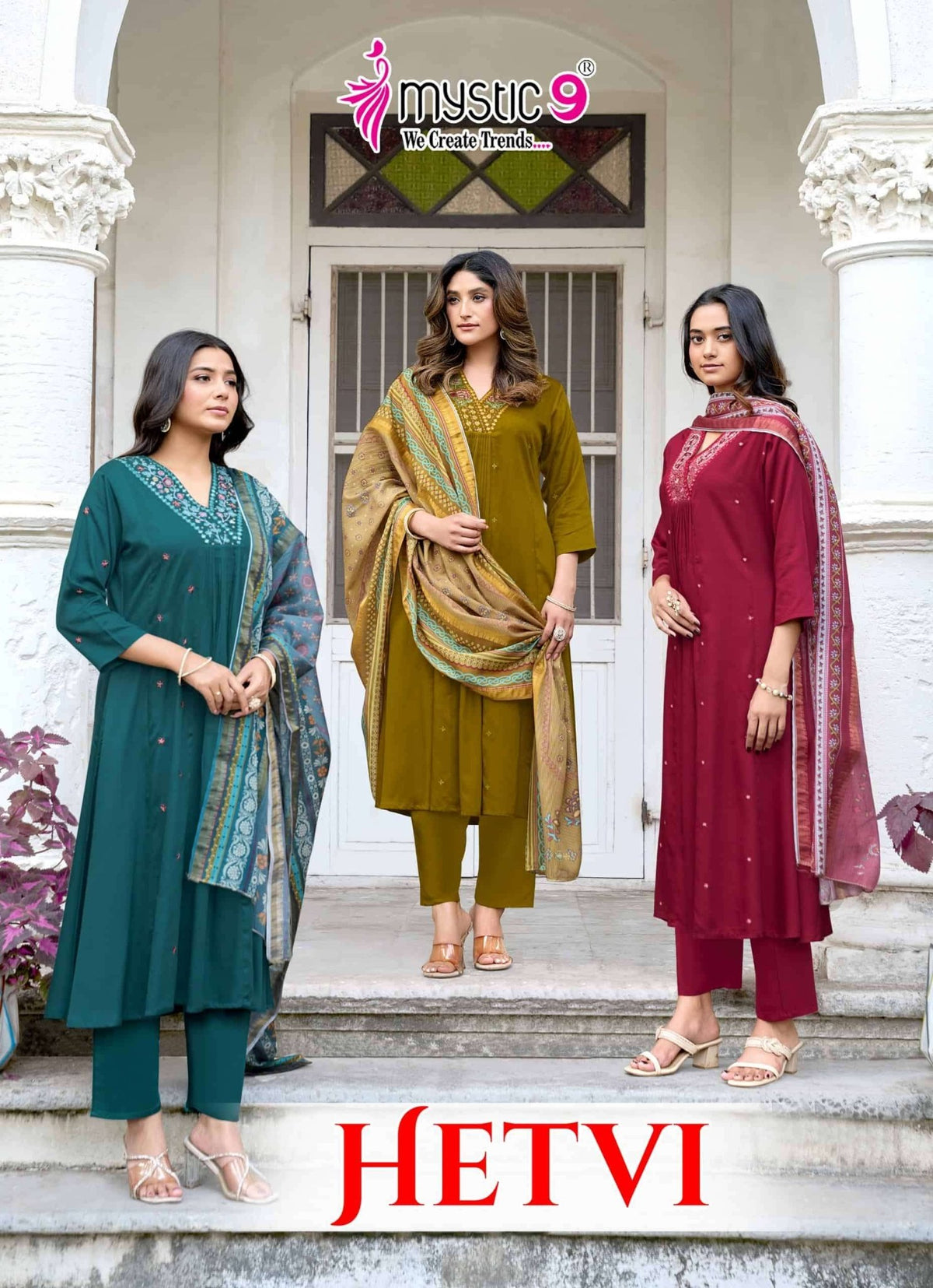 Mystic 9 Hetvi Vol 1 Gajji Silk Kurti Pant Dupatta Set - Amrah Wholesale
