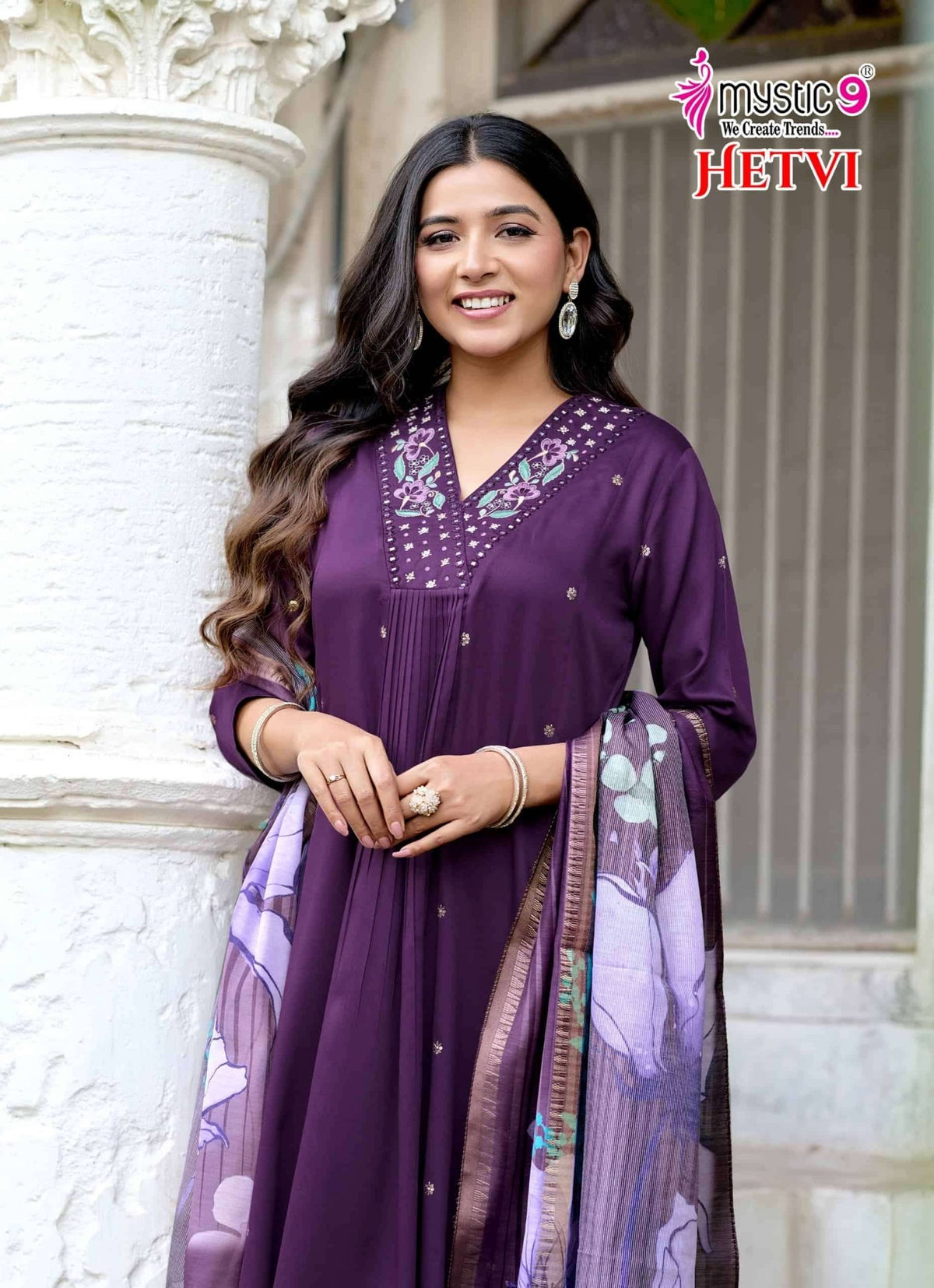 Mystic 9 Hetvi Vol 1 Gajji Silk Kurti Pant Dupatta Set - Amrah Wholesale