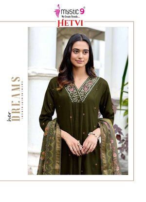 Mystic 9 Hetvi Vol 1 Gajji Silk Kurti Pant Dupatta Set
