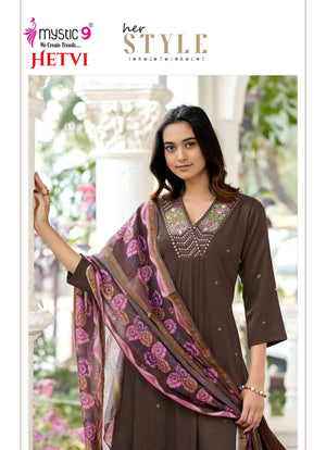 Mystic 9 Hetvi Vol 1 Gajji Silk Kurti Pant Dupatta Set