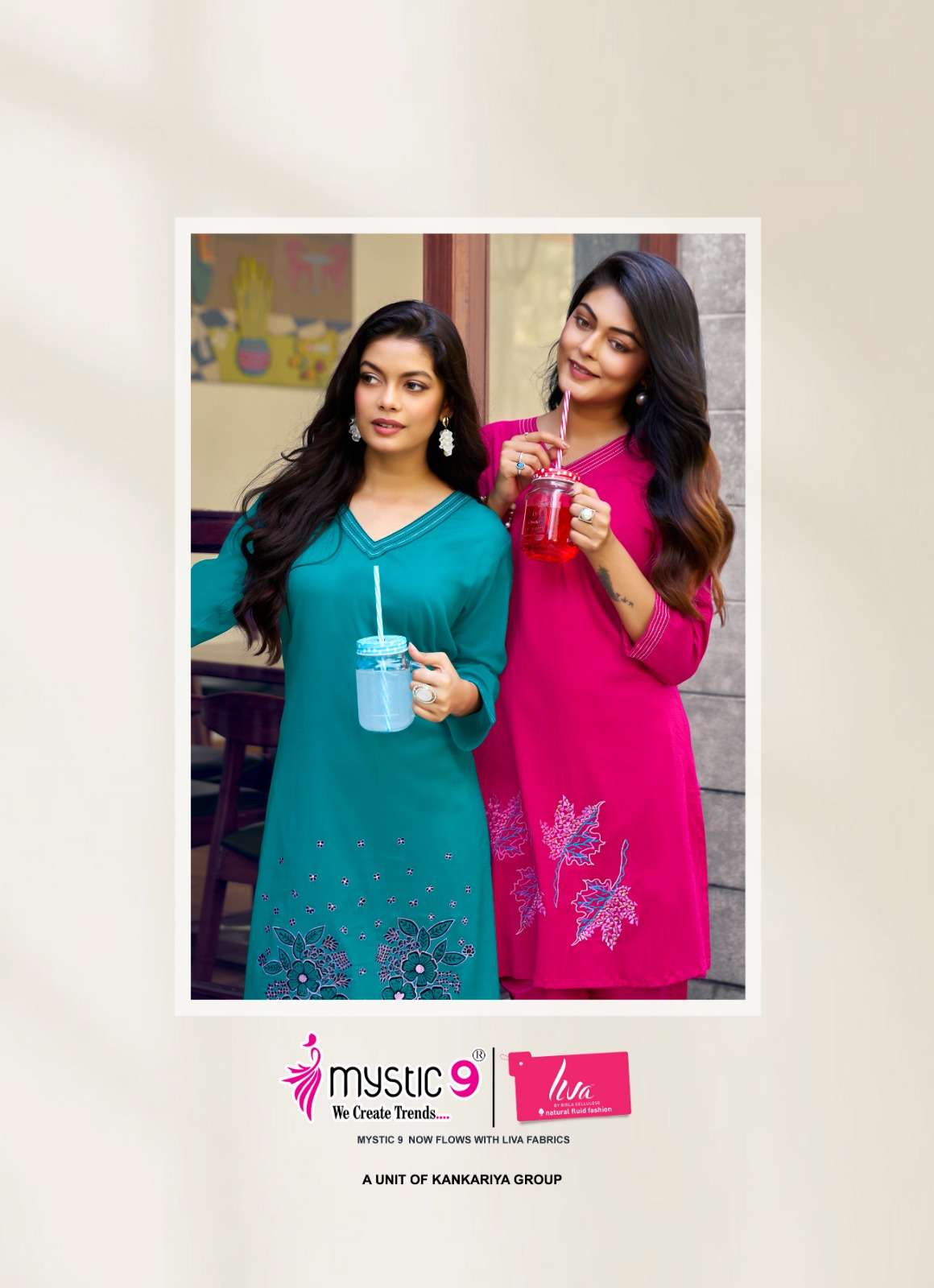Mystic 9 Honey Vol 1 Premium Viscose Slub Lycra Embroidered Co Ord Set - Amrah Wholesale