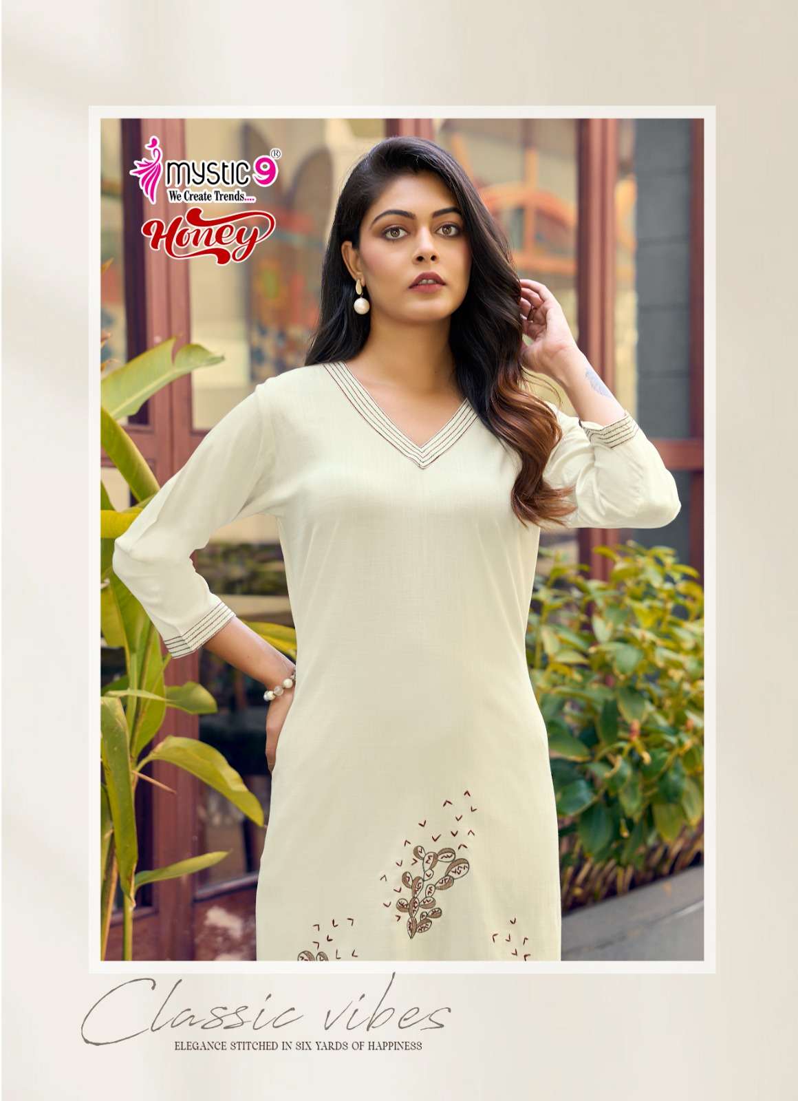 Mystic 9 Honey Vol 1 Premium Viscose Slub Lycra Embroidered Co Ord Set