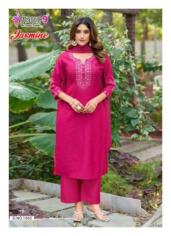 Mystic 9 Jasmine Vol 1 Vertican Kurti Pant Dupatta Set - Amrah Wholesale