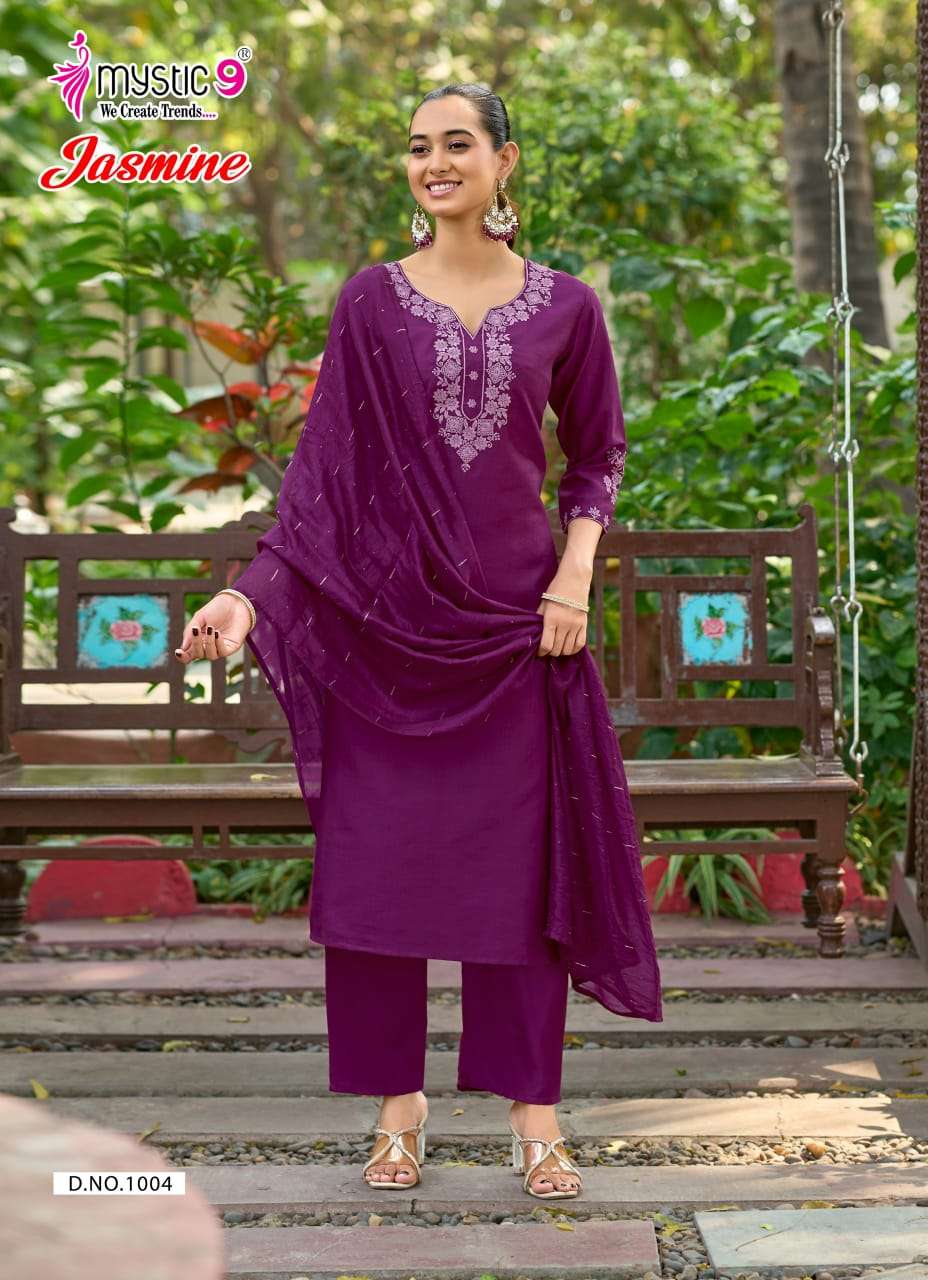 Mystic 9 Jasmine Vol 1 Vertican Kurti Pant Dupatta Set - Amrah Wholesale