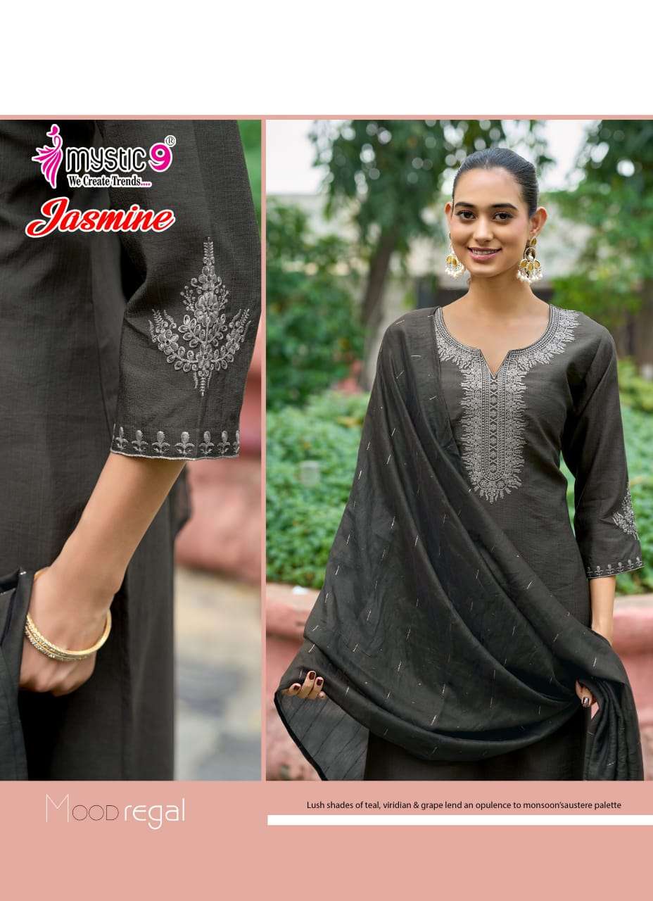 Mystic 9 Jasmine Vol 1 Vertican Kurti Pant Dupatta Set - Amrah Wholesale