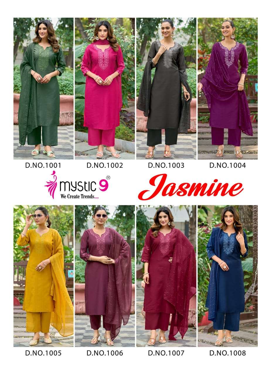 Mystic 9 Jasmine Vol 1 Vertican Kurti Pant Dupatta Set - Amrah Wholesale
