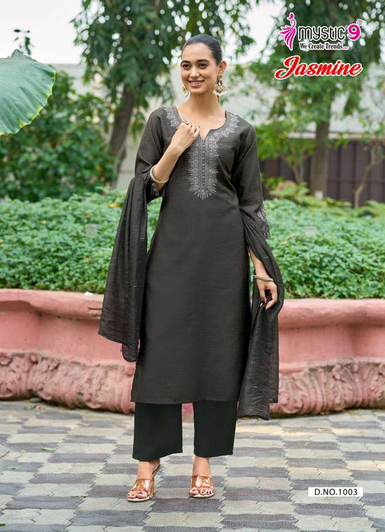 Mystic 9 Jasmine Vol 1 Vertican Kurti Pant Dupatta Set - Amrah Wholesale