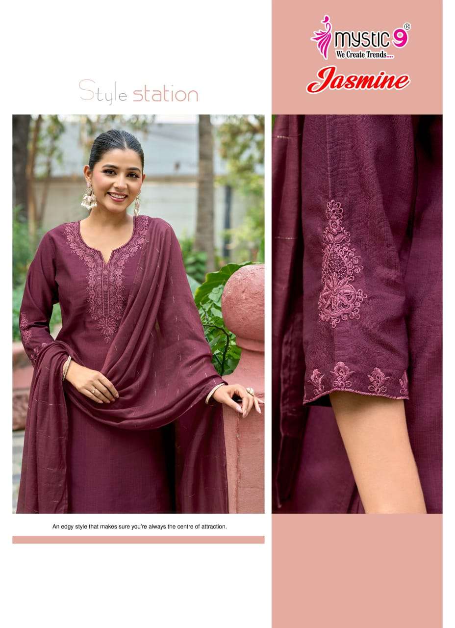 Mystic 9 Jasmine Vol 1 Vertican Kurti Pant Dupatta Set - Amrah Wholesale