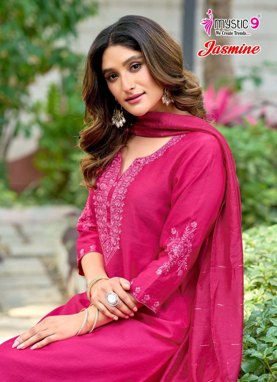 Mystic 9 Jasmine Vol 1 Vertican Kurti Pant Dupatta Set - Amrah Wholesale