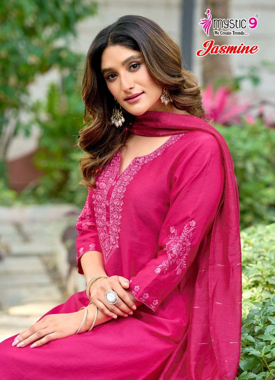 Mystic 9 Jasmine Vol 1 Vertican Kurti Pant Dupatta Set - Amrah Wholesale