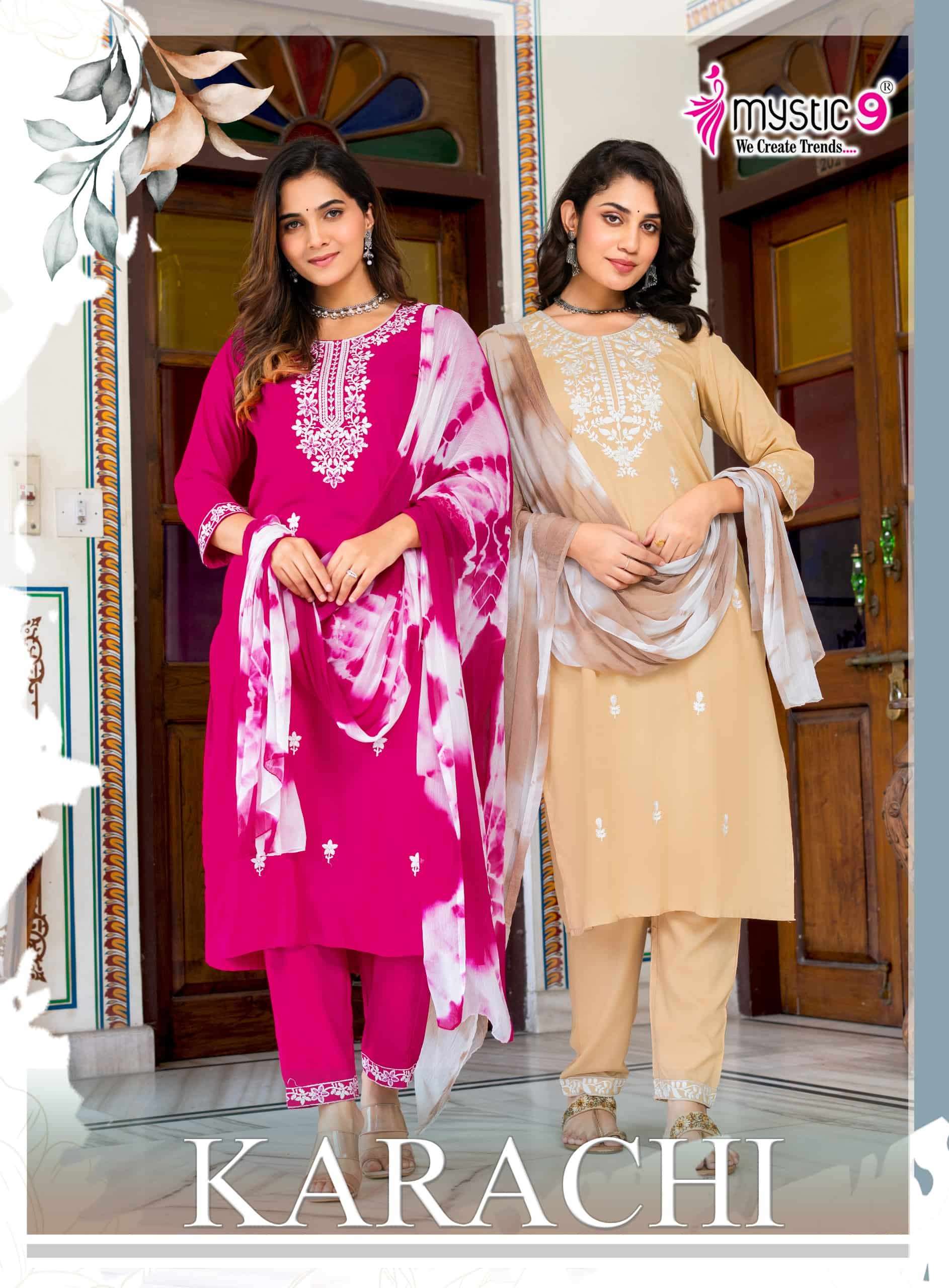 Mystic 9 Karachi Vol 9 Dresses Set Wholesale Catalogue - Amrah Wholesale