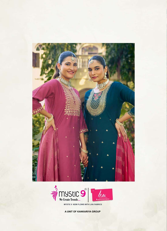 Mystic 9 Kashish Vol 2 Embroidered Kurti Pant Dupatta Set - Amrah Wholesale