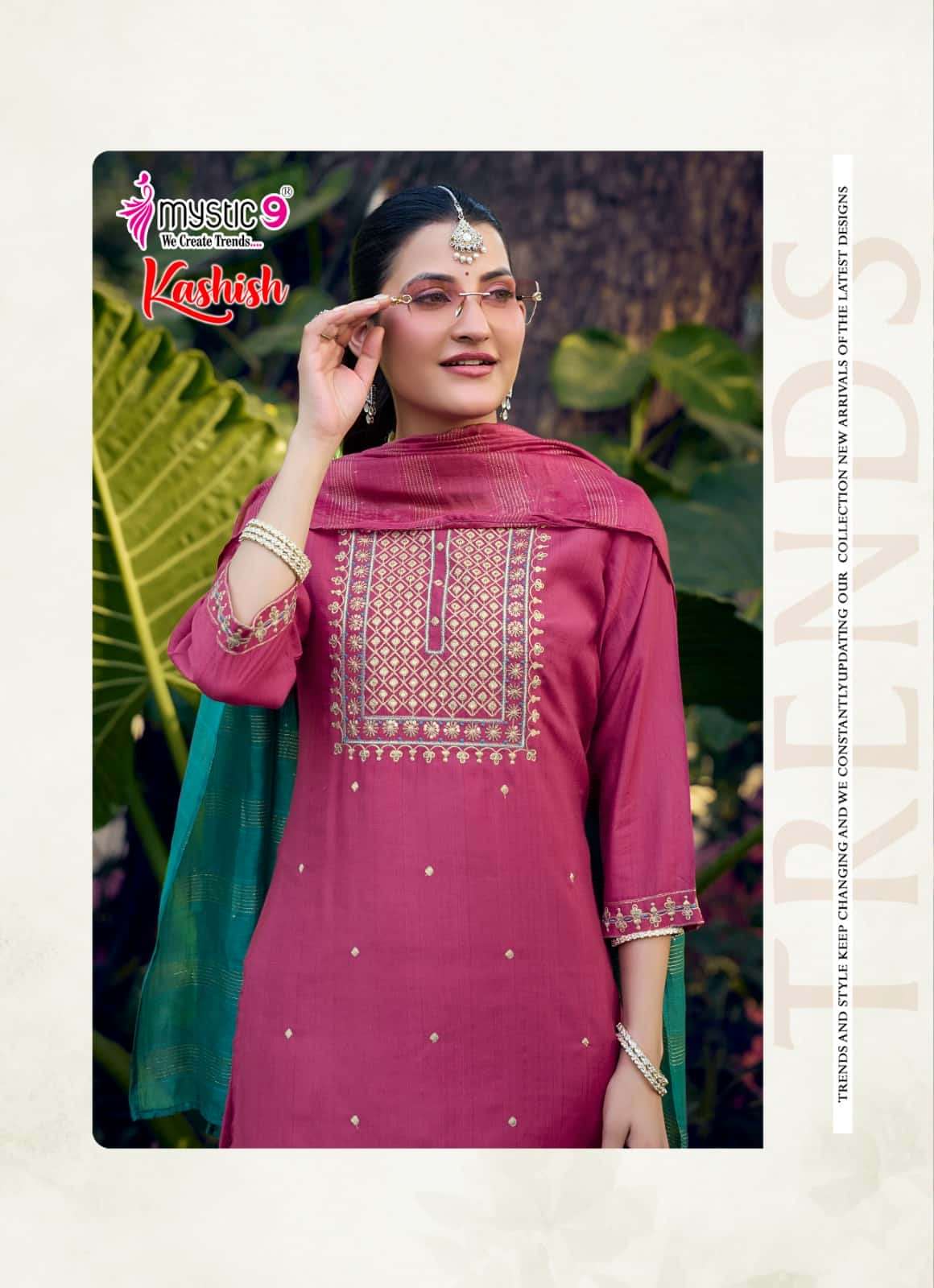 Mystic 9 Kashish Vol 2 Embroidered Kurti Pant Dupatta Set - Amrah Wholesale