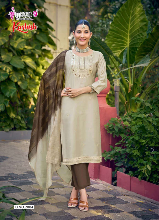 Mystic 9 Kashish Vol 2 Embroidered Kurti Pant Dupatta Set - Amrah Wholesale
