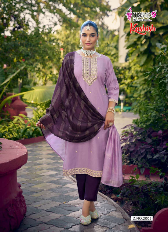 Mystic 9 Kashish Vol 2 Embroidered Kurti Pant Dupatta Set - Amrah Wholesale