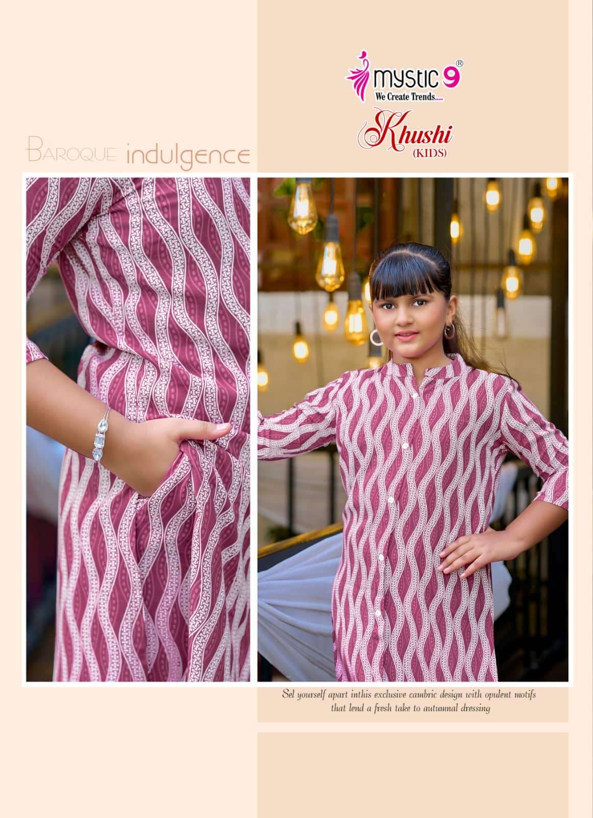 Mystic 9 Khushi Kids Vol 5 Heavy Viscose Printed Kids Wear Co Ord Set