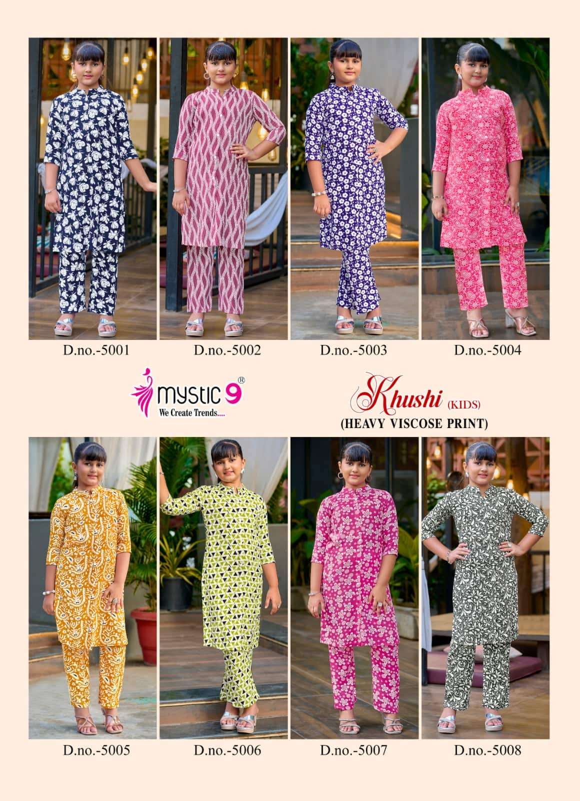 Mystic 9 Khushi Kids Vol 5 Heavy Viscose Printed Kids Wear Co Ord Set