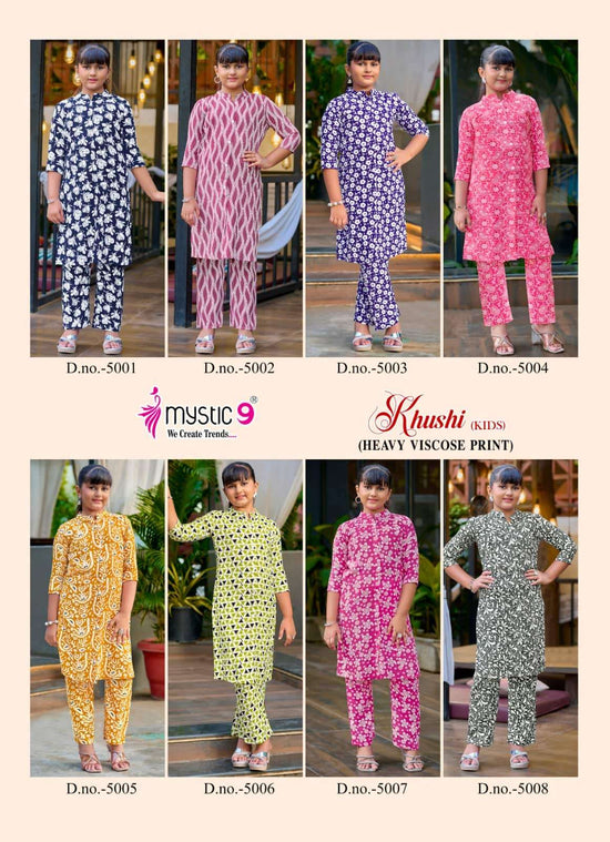Mystic 9 Khushi Kids Vol 5 Heavy Viscose Printed Kids Wear Co Ord Set