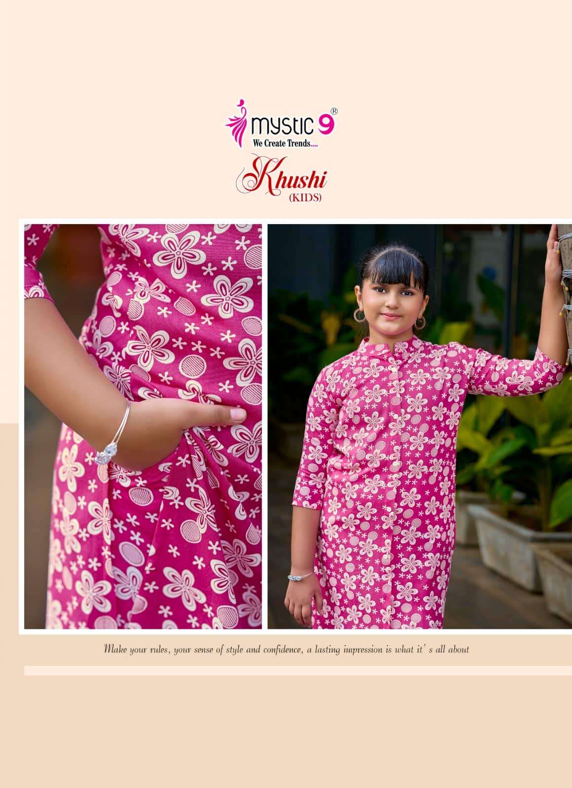 Mystic 9 Khushi Kids Vol 5 Heavy Viscose Printed Kids Wear Co Ord Set