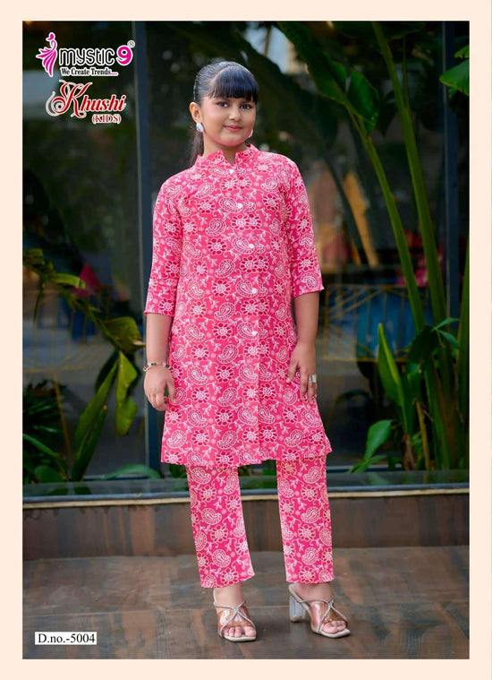 Mystic 9 Khushi Kids Vol 5 Heavy Viscose Printed Kids Wear Co Ord Set