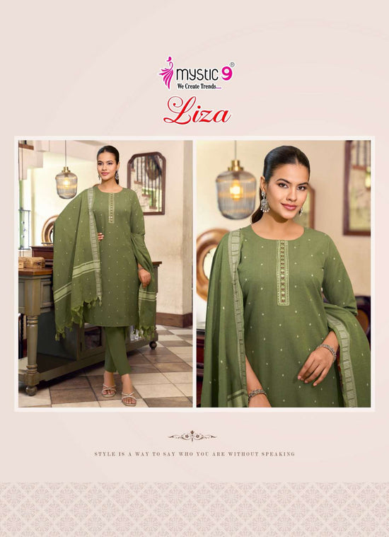 Mystic 9 Liza Vol 5 Handloom Cotton Kurti Pant Dupatta Set - Amrah Wholesale