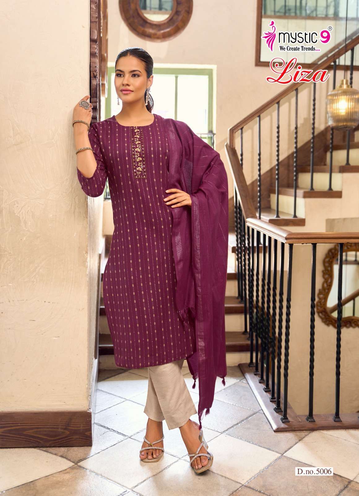Mystic 9 Liza Vol 5 Handloom Cotton Kurti Pant Dupatta Set - Amrah Wholesale