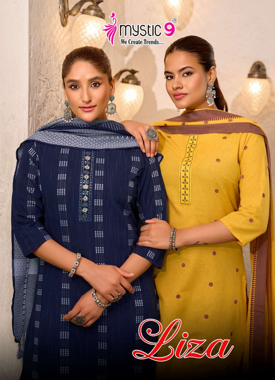 Mystic 9 Liza Vol 5 Handloom Cotton Kurti Pant Dupatta Set - Amrah Wholesale