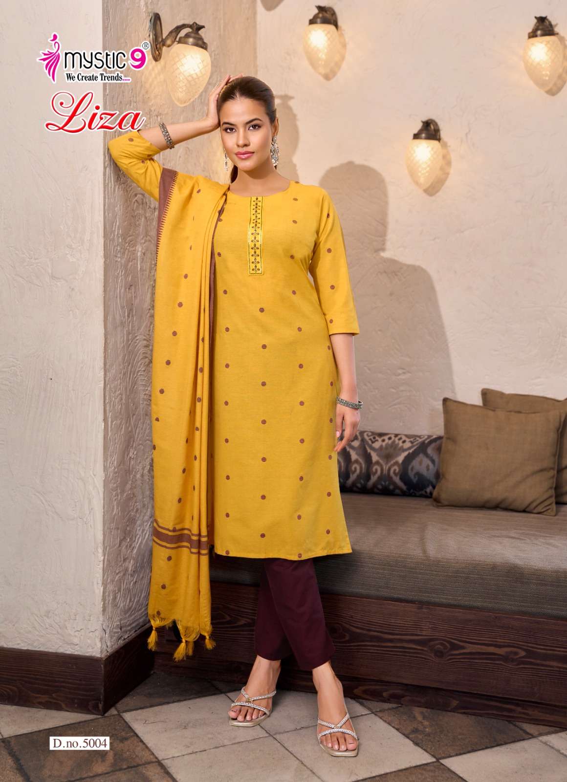 Mystic 9 Liza Vol 5 Handloom Cotton Kurti Pant Dupatta Set - Amrah Wholesale