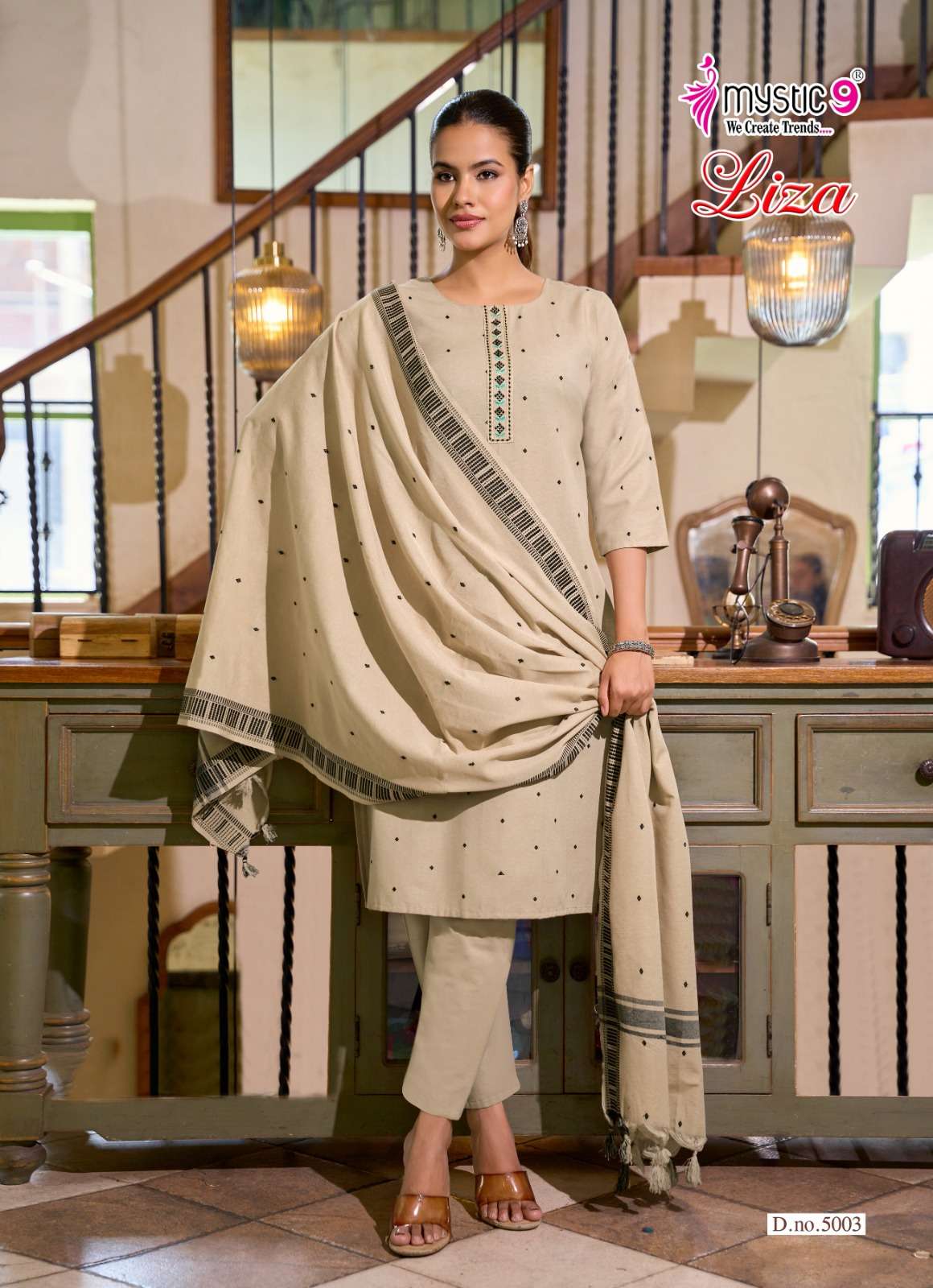 Mystic 9 Liza Vol 5 Handloom Cotton Kurti Pant Dupatta Set - Amrah Wholesale