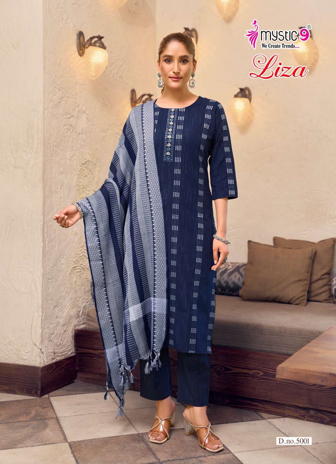 Mystic 9 Liza Vol 5 Handloom Cotton Kurti Pant Dupatta Set - Amrah Wholesale