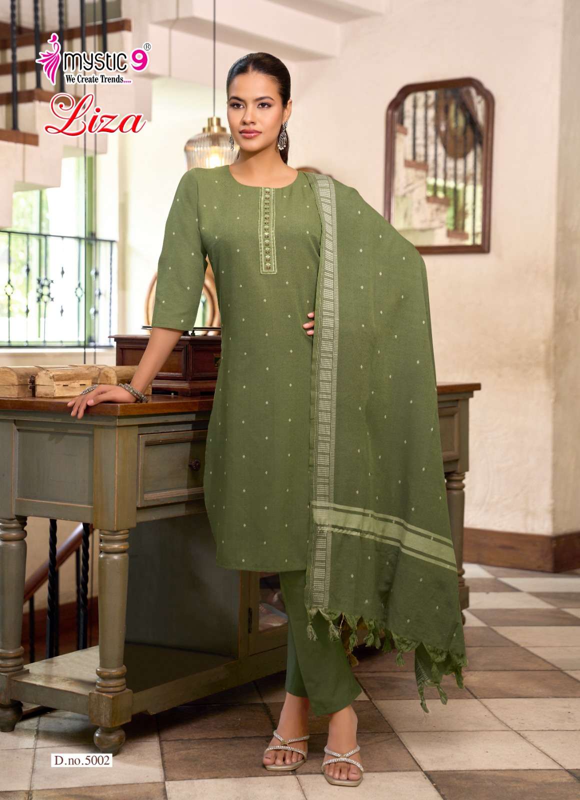 Mystic 9 Liza Vol 5 Handloom Cotton Kurti Pant Dupatta Set - Amrah Wholesale