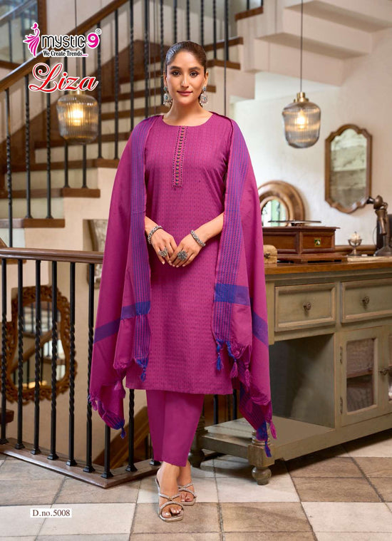 Mystic 9 Liza Vol 5 Handloom Cotton Kurti Pant Dupatta Set - Amrah Wholesale